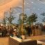 Outdoor wedding reception in a marquee.